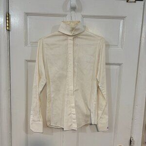 All That Women's Riding Shirt, sz 8, Removable Imperial Collar with black V